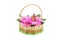 Beautiful wattled basket with artificial flowers