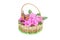 Beautiful wattled basket with artificial flowers