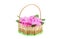 Beautiful wattled basket with artificial flowers