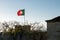 Beautiful waving Portuguese flag on Saint George Castle. Lisbon