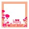 Beautiful wedding border. Happily ever after. Rose butterflies and hearts frame. Blank peach outline. Text pattern flourish vector