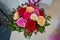 Beautiful wedding colorfull bouquet for bride. Beauty of colored flowers. Background . Beautiful bunch of Gerbera flowers with