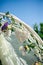 Beautiful wedding decor heart and flowers on the arch