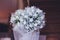 Beautiful wedding decoration with white roses, inside of bride h