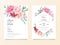 Beautiful wedding invitation card template set of flowers arrangements and floral frame. Elegant botanic decoration background of