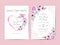 Beautiful wedding invitation template cards set with purple flowers