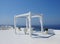 Beautiful wedding tent on Santorini island