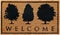 Beautiful welcome doormat peach color with three black tree
