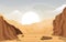 Beautiful Western Desert Landscape with Sky Rock Cliff Mountain Vector Illustration