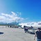 Beautiful Westjet aircraft and mountains in the background