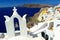 Beautiful white belltower church at Oia, Santorini - Thira, Cyclades, Greece