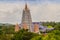 Beautiful White Buddhagaya Pagoda of Wat Yannasang Wararam Buddhist Temple at Pattaya city, Chonburi province, Thailand