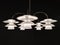 Beautiful white chandelier on dark background