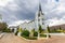 Beautiful white church in the midst of the valley and nature at Pak Chong Nakhon Ratchacima