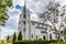 Beautiful white church in the midst of the valley and nature at Pak Chong Nakhon Ratchacima