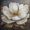 Beautiful white flower painting on black in vintage