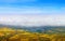 Beautiful white foggy layer over vineyards of Alsace, France