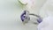 Beautiful White Gold Round Purple Diamond Ring paved with stones