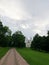 Beautiful white Gothic chapel and road view