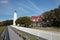 Beautiful white lighthouse, old oaks and a blue blue sky on the NC Island of Ocracoke