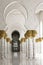 Beautiful white muslim church interior, passageway