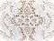 Beautiful white Plauener spitze (Plauen lace) closeup on wooden background