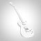 Beautiful White Retro Electric Guitar in Clay Style. 3d Rendering