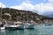 Beautiful white rich yachts and boats in the city of Soller, Mallorca, Balearic Islands.