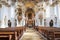 Beautiful white rococo interior and altar view of Wieskirche church