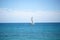 Beautiful white sailing boat offshore