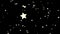 Beautiful, white shooting stars from bottom to top on black background, seamless loop. Small, five-pointed stars flying