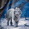 Beautiful white tiger roaming in snow jungle havin, Generative AI