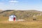 Beautiful white Yurts with pray flags and dray in Huanghuagou Huitengxile grassland near Hohhot, Inner Mongolia, China