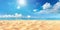 Beautiful widescreen image of the seascape - sun, sky, sea, sand.