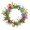 beautiful wildflowers wreath for bridal. Generative AI. transparent PNG