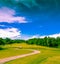 Beautiful Winding road Mountain Golf Course and Blue Sky