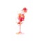 Beautiful wine glass with grapes and grapevine leaf