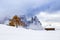 Beautiful Winter at Alpe di Siusi, Seiser Alm - Italy - Holiday background for Christmas