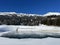 Beautiful winter atmosphere on storage lake Valos or reservoir lake Valos (Speichersee Valos)