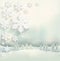 Beautiful winter background with a landscape and a snowflakes