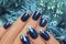 Beautiful winter blue manicure.