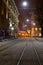 Beautiful winter cityscape in the center of old Lvov city at the