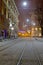 Beautiful winter cityscape in the center of old Lvov city at the