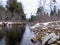 Beautiful winter landscape of the Au Sable river in Grayling