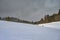 Beautiful winter landscape. Highland - Czech Republic. Landscape with field and forest.