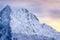 Beautiful winter landscape with lonely climber and snowed mountains, Slovakia