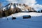 A beautiful winter landscape with the rock massive of the Heiligkreuzkofel