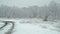 Beautiful winter landscape Snow storm with trees