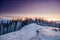 Beautiful winter landscape with Ukraine. Europe snow covered trees.