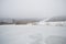 Beautiful winter meditative landscape of the frozen river